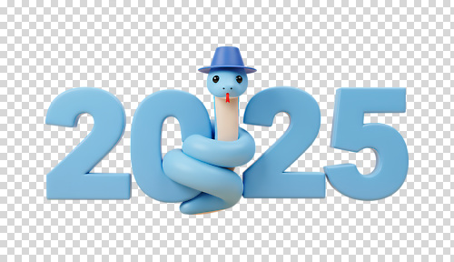 편집이미지 캐릭터 모자 장식 파란색 조형물 숫자 귀여움 축제 전시 뱀 유머 그림 PNG 세련 2025년 문자 잡화 감정 컬러 컨셉 파충류 미술 연도 파일형식