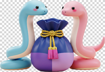 편집이미지 캐릭터 전통 디자인 인형 분홍색 컬러 장식 파란색 세트 귀여움 보자기 뱀 주머니 오브젝트 PNG 아기자기 컨셉 파충류 파일형식 천_직물