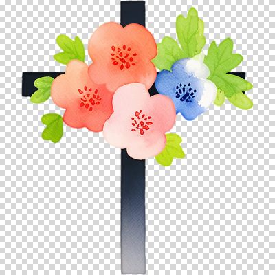 편집이미지 디자인 꽃 종교 문화 예술 컬러 십자가 자연 부활절 기념 장식 봄 화사함 부활 PNG 뷰티풀 식물 계절 기념일 컨셉 생태계 파일형식