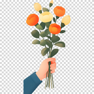 식물 편집이미지 손 꽃 컬러 꽃다발 잎 자연 선물 장식 노란색 주황색 화사함 PNG 뷰티풀 생동감 플로리스트 직업 컨셉 신체부위 생태계 파일형식