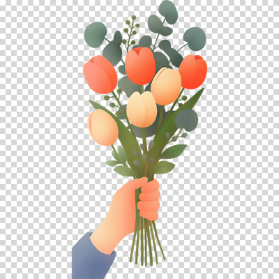 식물 편집이미지 손 행복 여유 컬러 꽃다발 자연 문구용품 선물 사랑 튤립 축하 PNG 뷰티풀 꽃 감정 컨셉 신체부위 오브젝트 생태계 파일형식