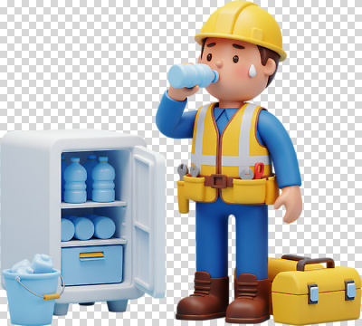 편집이미지 캐릭터 남자 휴식 작업복 누끼 물 여름 장비 공구 더위 시원함 청소 양동이 냉장고 PNG 자연요소 옷 계절 컨셉 날씨 사람 가전제품 도구 파일형식
