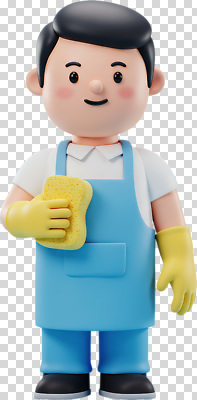 편집이미지 캐릭터 옷 남자 가사 미소 누끼 장난감 노란색 앞치마 청결 청소 준비 애니메이션 PNG 스펀지 컬러 표정 사람 위생 파일형식