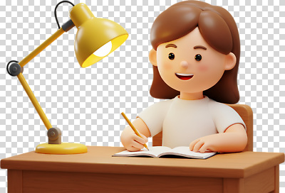 편집이미지 학생 교육 어린이 조명 학습 연필 환경 사무용품 공책 기록 일기 편안함 집중 책상 PNG 가구 컨셉 문구용품 학용품 사람 필기구 감각 파일형식 생활용품 오브젝트