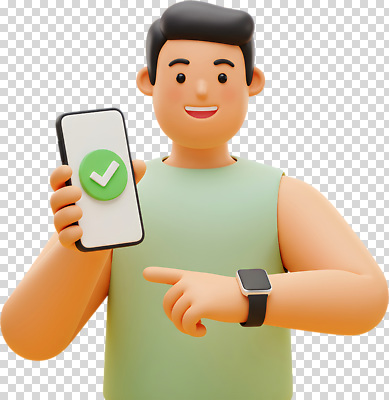 편집이미지 캐릭터 남자 행복 시계 포즈 손가락 기술 일상 그래픽 스마트폰 운동복 어플리케이션 체크표시 애니메이션 PNG 인증 손 옷 감정 컨셉 사람 라이프 핸드폰 스마트기기 확인 파일형식