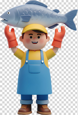 편집이미지 캐릭터 행복 바다 놀이 작업복 어류 누끼 파란색 장난감 노란색 기쁨 어부 해산물 오브젝트 애니메이션 PNG 직업 옷 감정 컬러 수중동물 파일형식