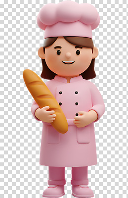 모델 편집이미지 캐릭터 디자인 음식 빵 분홍색 유니폼 요리 웃음 누끼 제과 귀여움 주방 요리사 프라이팬 제빵 PNG 직업 옷 컬러 컨셉 주방용품 표정 제과제빵 파일형식