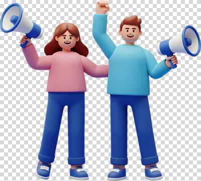 편집이미지 캐릭터 응원 모션 협력 함께함 누끼 친구 축제 확성기 에너지 표현 PNG 소통 긍정적 감정 컨셉 관계 파일형식