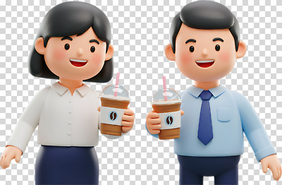 편집이미지 캐릭터 여자 남자 커피 음료 협력 대화 미소 웃음 누끼 사무실 만남 즐거움 PNG 감정 컨셉 비즈니스 표정 말하기 사람 파일형식
