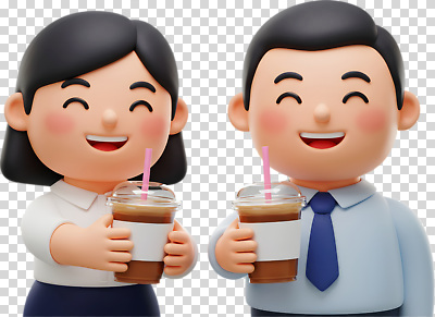 편집이미지 캐릭터 손 디자인 옷 여자 남자 행복 음료 미소 누끼 두개 편안함 만화 즐거움 PNG 파스텔톤 감정 컬러 2 표정 사람 신체부위 감각 파일형식