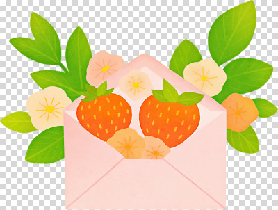 식물 계절 컬러 과일 문화예술 생태계 파일형식 딸기 꽃 봉투 장식 분홍색 신선 자연 여름 디자인 조화 백그라운드 미술 편집이미지 PNG
