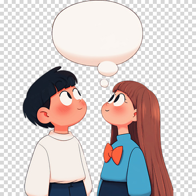 편집이미지 응시 어린이 상의 생각 대화 웃음 친구 희망 만남 스웨터 애니메이션 PNG 소통 순간 시선 옷 감정 컨셉 관계 표정 말하기 사람 파일형식