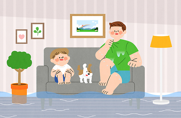 동물 감정 아들 거실 일러스트 가족 모션 놀이 날씨 휴식 실내 물 소파 시간 체험 아빠 강아지 낙서 편안함 그림 경관 국내일러스트 AI파일 자연요소 컨셉 의자 관계 풍경 내부 반려동물 감각 개 파일형식 벡터