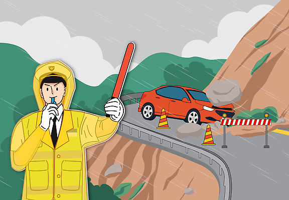 도로 교통 일러스트 날씨 경고 안전 강 장비 위험 빗자루 경계 신호 사고예방 안전요원 차단 국내일러스트 AI파일 길 컨셉 교통시설 청소도구 예방 파일형식 벡터