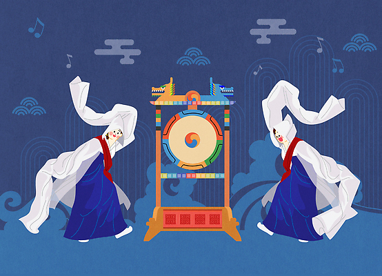 구름 전통 옷 감정 문화 예술 음악 포즈 일러스트 한국 국악 미술 사람 축제 소리 공연 댄서 무대 춤 북 즐거움 예술가 국내일러스트 AI파일 자연요소 직업 아시아 문화예술 타악기 이벤트 파일형식 벡터