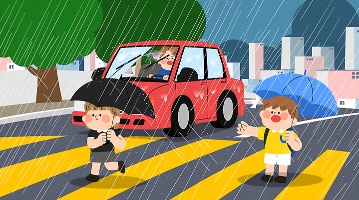 도로 어린이 교통 일러스트 우산 모션 자동차 날씨 거리 안전 풍경 일상 걷기 유치원 도심 빗자루 장면 건너기 국내일러스트 AI파일 교육 길 육상교통 교통시설 사람 라이프 도시 청소도구 파일형식 벡터