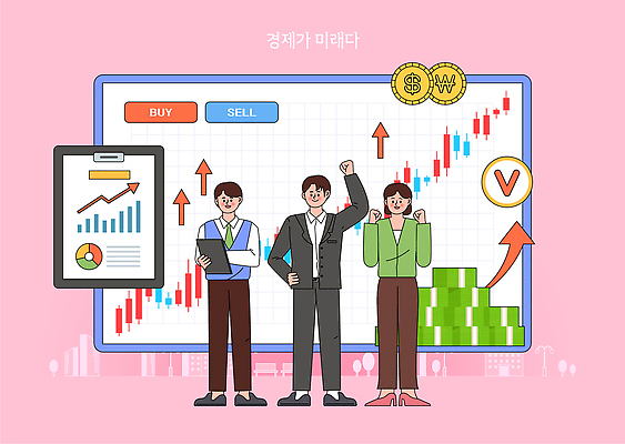 캐릭터 일러스트 비즈니스 통계 성공 그래프 미래 그래픽 금융 경제 판매 자료 기쁨 거래 분석 투자 전략 마케팅 서류판 국내일러스트 일러캐릭터 AI파일 감정 컨셉 사무용품 파일형식 벡터