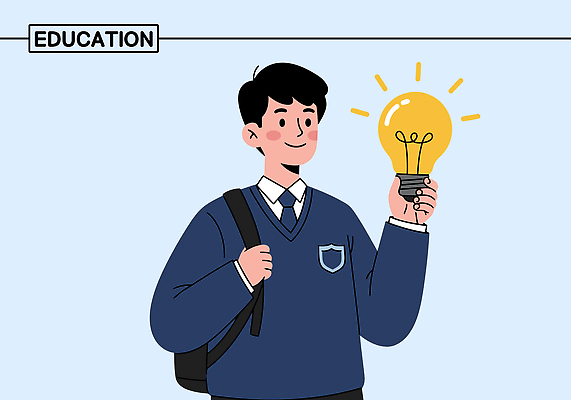 학생 교육 지도 일러스트 전구 학교 청소년 성공 미래 아이디어 미소 학습 교양 표현 발전 비전 가능 영감 중요성 창의성 국내일러스트 AI파일 컨셉 표정 사람 파일형식 벡터