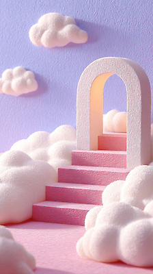 JPG 구름 편집이미지 예술 분홍색 하늘색 백그라운드 풍경 장식 계단 공간 추억 색감 창의력 편집실사 AI컴퓨터그래픽 AI콘텐츠 자연요소 컬러 컨셉 파란색 CG 파일형식