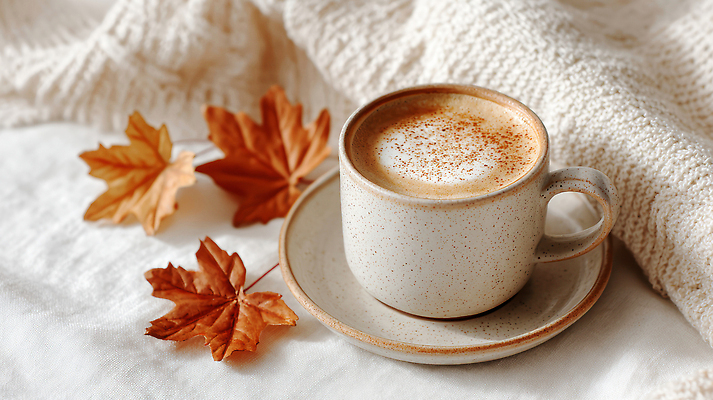 JPG 편집이미지 계절 커피 음료 단풍 잎 자연 탁자 휴식 따뜻함 가을 편안함 스웨터 크림 오브젝트 홈카페 편집실사 AI포토 AI콘텐츠 식물 가구 컨셉 상의 카페 감각 CG 생태계 파일형식