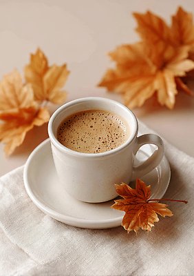 JPG 편집이미지 계절 커피 음료 단풍 자연 휴식 따뜻함 대화 가을 우아함 맛 편안함 치유 편집실사 AI포토 AI콘텐츠 컨셉 잎 말하기 감각 CG 생태계 파일형식