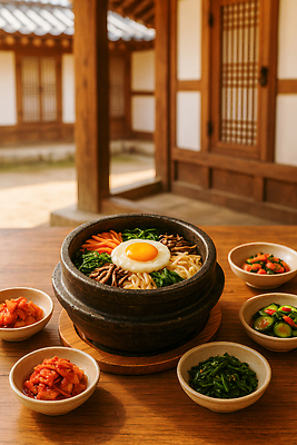 JPG 편집이미지 한국문화 한식 채소 반찬 한옥 건강 육류 계란 식사 전통음식 맛 고객 비빔밥 편집실사 AI포토 AI콘텐츠 동양문화 한국전통 전통 음식 컨셉 고건축 식재료 한국 알 CG 파일형식