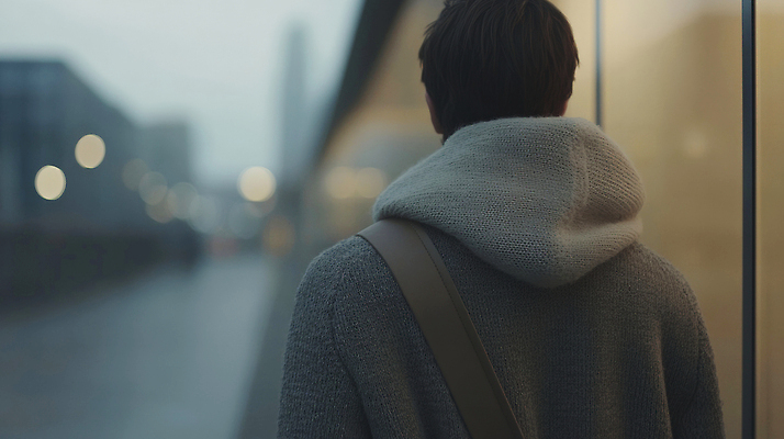 JPG 편집이미지 남자 조명 거리 뒷모습 빛 걷기 고요 가을 도시 저녁 스웨터 쇼윈도 흐림 첨단 의료성형뷰티 편집실사 AI인물포토 AI콘텐츠 계절 뷰포인트 상의 모션 날씨 사람 전시 야간 CG 파일형식 AI포토