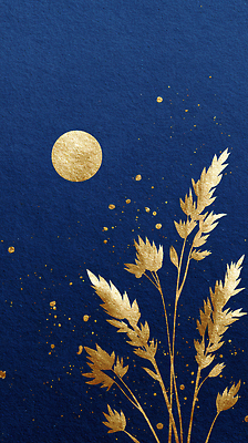 JPG 식물 디자인 예술 백그라운드 무늬 일러스트 자연 하늘 추상 그래픽 장식 파란색 금색 달 감각 화려 고급 모던 뷰티풀 세련 국내일러스트 AI일러스트 AI콘텐츠 자연요소 컬러 컨셉 생태계 파일형식