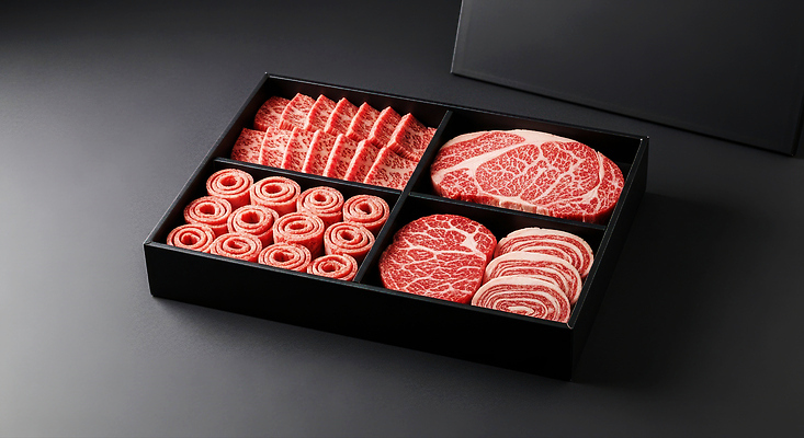 JPG 편집이미지 한식 음식 육류 요리 식사 소고기 고급 맛 저녁 배열 한우 육식 부위 편집실사 AI포토 AI콘텐츠 컨셉 식재료 야간 CG 파일형식