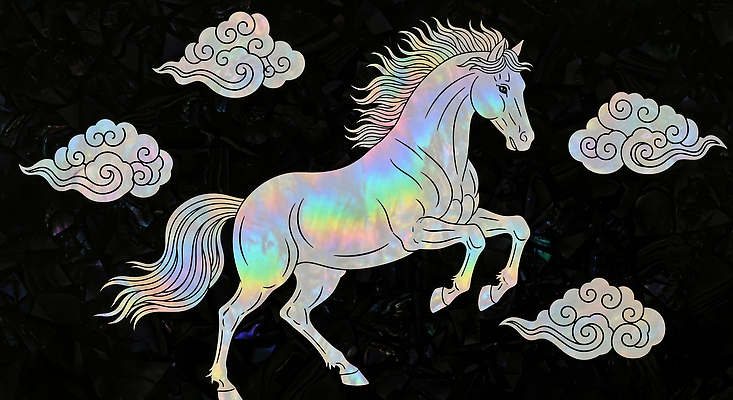 JPG 구름 편집이미지 디자인 상징 컬러 백그라운드 동화 빛 화려 조화 뷰티풀 상상력 유니콘 자개 이미지편집 AI컴퓨터그래픽 AI콘텐츠 자연요소 컨셉 전통공예 파일형식