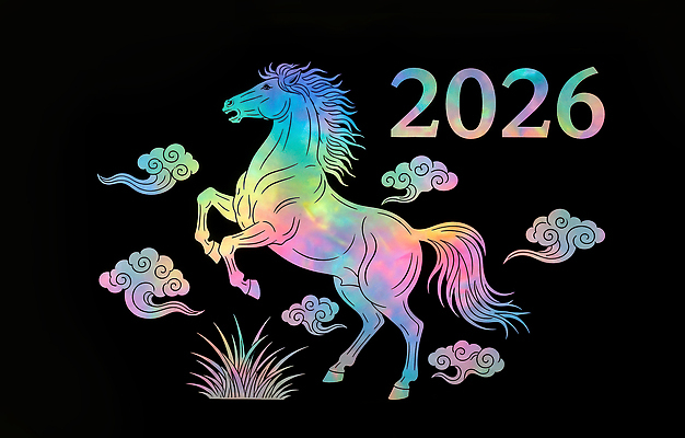 JPG 구름 편집이미지 디자인 예술 상징 컬러 새해 기념 그래픽 장식 축제 말_동물 연도 뷰티풀 생동감 자개 2026년 이미지편집 AI컴퓨터그래픽 AI콘텐츠 자연요소 포유류 전통공예 파일형식