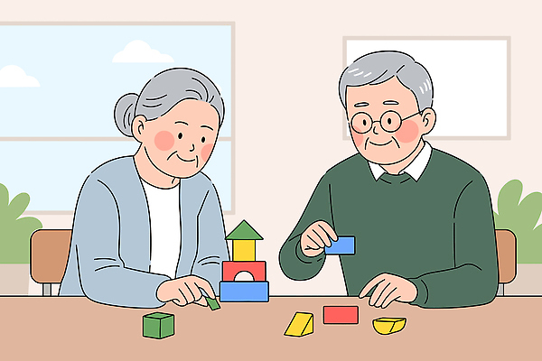 노년 컬러 일러스트 가족 모션 놀이 협력 실내 따뜻함 대화 사랑 웃음 취미 건물 친구 노후 블록 시간 편안함 즐거움 존경 상호작용 국내일러스트 AI파일 건축물 감정 관계 표정 말하기 성인 내부 감각 파일형식 벡터