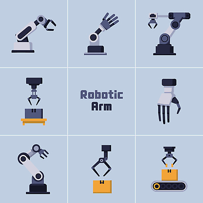 디자인 산업 일러스트 모션 미래 아이디어 기술 기계 로봇 팔 공정 로봇산업 조립 혁명 자동화 작동 조작 국내일러스트 AI파일 컨셉 신체부위 파일형식 벡터