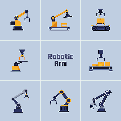 디자인 산업 일러스트 공장 설계 기술 기계 작업 제조 로봇 시스템 팔 로봇산업 혁명 기능 자동화 조작 국내일러스트 기계공학 AI파일 컨셉 공업 신체부위 공학 파일형식 벡터