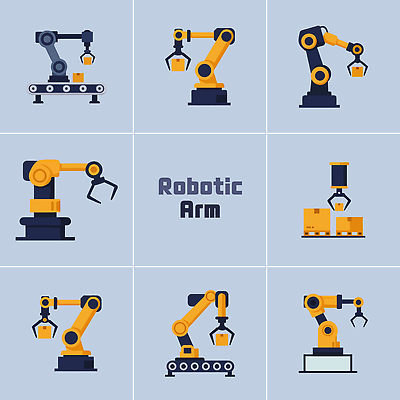 디자인 패턴 일러스트 공장 기술 기계 작업 제조 로봇 오브젝트 팔 물류 혁명 메커니즘 자동화 조작 효율 AI_인공지능 국내일러스트 AI파일 컨셉 무늬 공업 신체부위 파일형식 벡터