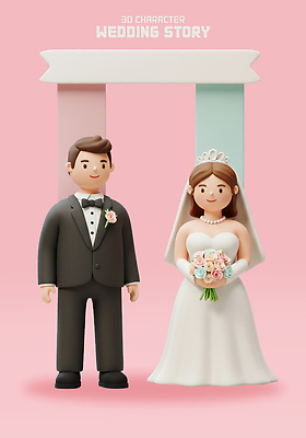 PSD 편집이미지 커플 드레스 여자 남자 행복 꽃다발 결혼 3D캐릭터 사랑 정장 이벤트 성인 축하 이미지편집 편집3D 캐릭터 옷 꽃 감정 컨셉 관계 사람 3D 파일형식
