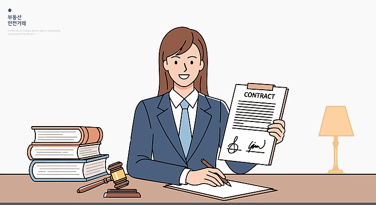 일러스트 협상 미소 사무실 믿음 망치 고객 계약 서비스 상담 문서 법 계약서 서명 순서 법전 책임감 국내일러스트 AI파일 감정 컨셉 비즈니스 표정 책 공구 파일형식 벡터