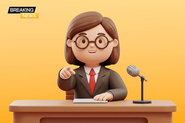 PSD 편집이미지 캐릭터 포즈 손가락 커뮤니케이션 밝음 이벤트 정보 뉴스 군중 아나운서 책상 전달 방송 강조 이미지편집 편집3D 직업 손 가구 사람 3D 파일형식