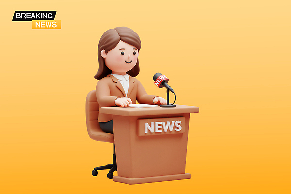 PSD 편집이미지 캐릭터 백그라운드 탁자 스튜디오 정보 발표 뉴스 소식 아나운서 마이크 전달 방송 이미지편집 편집3D 직업 음향기기 가구 3D 파일형식