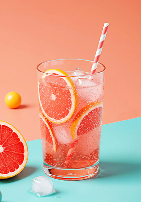 JPG 편집이미지 음료 과일 잔 여름 얼음 시원함 레몬 자몽 상큼 스파클링 편집실사 AI포토 AI콘텐츠 자연요소 식기 계절 CG 파일형식