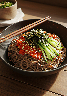 JPG 편집이미지 한식 채소 요리 식사 면류 고명 고추장 메밀국수 일본음식 편집실사 AI포토 AI콘텐츠 음식 양념 CG 파일형식