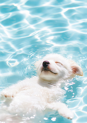 JPG 동물 편집이미지 행복 자연 물놀이 날씨 휴식 수영장 여름 햇빛 귀여움 수영 흰색 강아지 편안함 즐거움 편집실사 AI포토 AI콘텐츠 계절 감정 컬러 컨셉 놀이 반려동물 태양 수상스포츠 감각 개 CG 생태계 파일형식