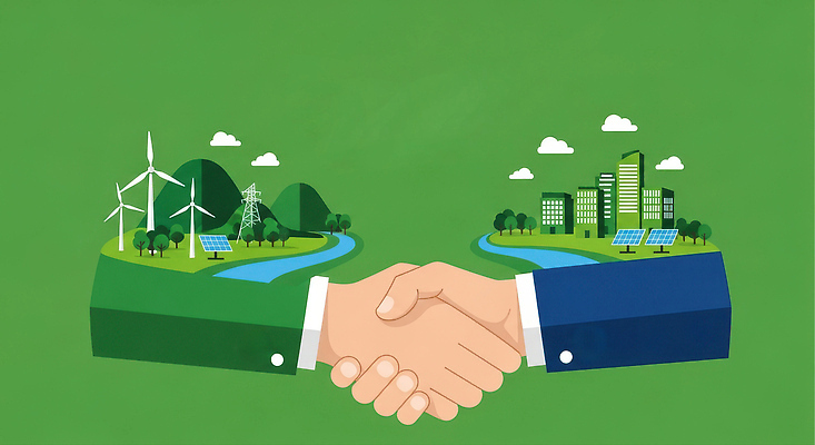 JPG 일러스트 협력 협상 초록색 경제 강 환경 에너지 도시 발전 그린에너지 풍력에너지 친환경 생태계 태양에너지 자원 혁명 국내일러스트 AI일러스트 AI콘텐츠 컬러 컨셉 비즈니스 파일형식