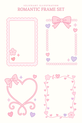 디자인 꽃 리본 예술 컬러 백그라운드 일러스트 프레임 사랑 장식 세트 로맨틱 하트 감성 꾸미기 창의성 미니멀 아기자기 국내일러스트 AI파일 모양 식물 감정 컨셉 파일형식 벡터