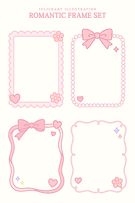 디자인 꽃 리본 예술 분홍색 백그라운드 일러스트 프레임 따뜻함 사랑 그래픽 장식 세트 로맨틱 하트 감각 그림 감성 꾸미기 국내일러스트 AI파일 모양 식물 감정 컬러 컨셉 파일형식 벡터