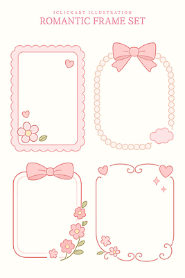 손글씨 디자인 기념일 꽃 리본 예술 분홍색 백그라운드 곡선 일러스트 프레임 사랑 이벤트 장식 세트 로맨틱 오브젝트 감성 꾸미기 국내일러스트 AI파일 카드프레임 식물 감정 선 컬러 컨셉 파일형식 벡터