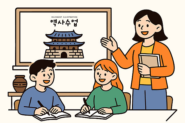 학생 전통 교육 문화 어린이 일러스트 교실 수업 대화 설명 책 학습 교사 교양 기록 발표 역사 국내일러스트 AI파일 직업 학교 모션 말하기 사람 파일형식 벡터