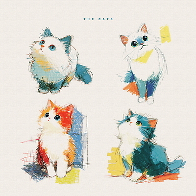 PSD 동물 컬러 일러스트 털 미술 장식 귀여움 고양이 표현 그림 색채 창의성 디지털아트 스타일 국내일러스트 컨셉 포유류 문화예술 반려동물 파일형식