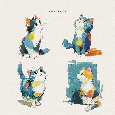 PSD 동물 디자인 감정 예술 컬러 포즈 일러스트 수채화 귀여움 고양이 표현 즐거움 그림 조화 상상력 창작 특징 스타일 국내일러스트 컨셉 포유류 반려동물 파일형식