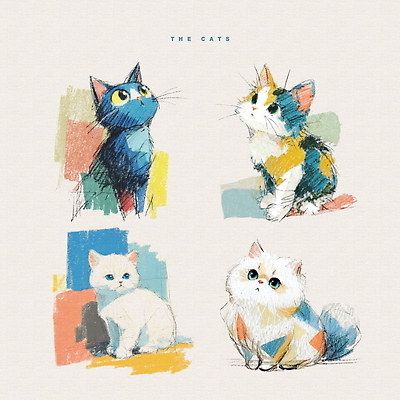 PSD 동물 예술 컬러 포즈 일러스트 반려동물 귀여움 고양이 그리기 그림 고양이캐릭터 드로잉 창의성 국내일러스트 동물캐릭터 컨셉 포유류 모션 미술 파일형식